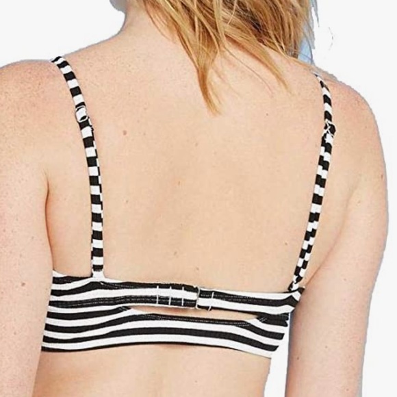 Last chance…Xhilaration Bikini Top Swimsuit Swim Black White Stripe L Large New - Picture 2 of 6